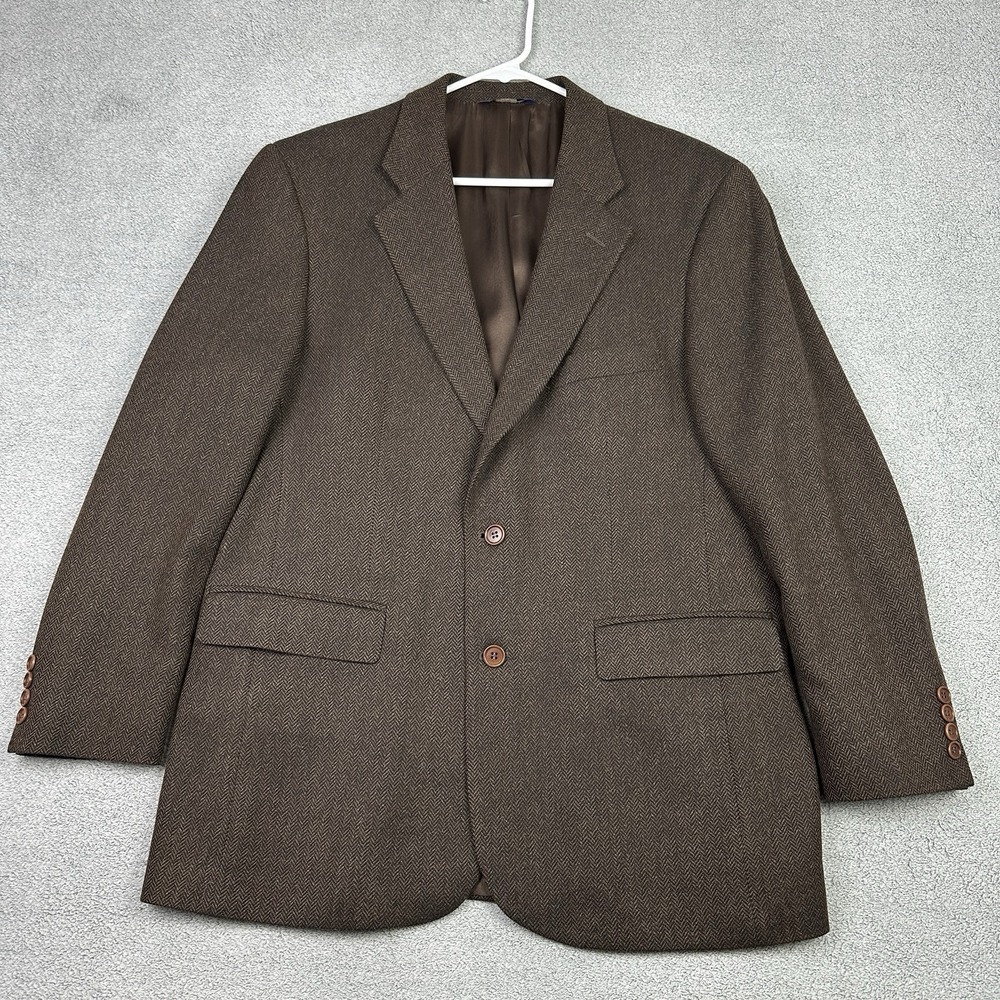 Brooks Brothers 346 Blazer Mens 41R Brown Herringbone Wool Suit Jacket READ